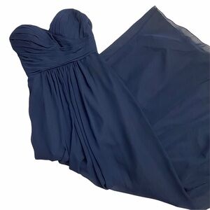 Bill Levkoff Strapless Navy Chiffon Gown Wedding